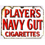 PLAYERS NAVY CUT ENAMEL SIGN. 24 x 18ins, double sided enamel for PLAYERS/ NAVY CUT/ CIGARETTES in