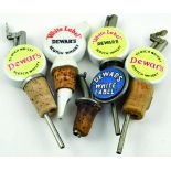 GROUP OF DEWARS PUB SHOT MEASURES. Four variations of Dewars Scotch Whisky measures, 4 ceramic,