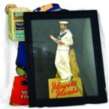 PAIR OF CUT OUT SMOKING SHOWCARD. One in frame for PLAYERS/ PLEASE standing sailor pictorial.