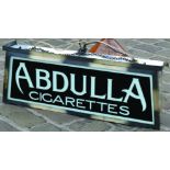 ABDULLA CIGARETTES LIGHTBOX. 35.25 x 13.5ins, metal construction outside, illuminating sign for