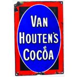 VAN HOUTENS COCOA ENAMEL SIGN. 15 x 10ins, small size enamel for VAN/ HOUTENS/ COCOA white lettering