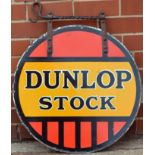 DUNLOP ENAMEL SIGN. 23.75ins diam, circular shaped, double sided, hanging enamel sign for DUNLOP/