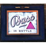 BASS MIRROR. 25 x 21ins, original framed mirror for BASS/ IN BOTTLE, in white, red triangle t.m.