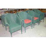 A set of eight holly green Lloyd loom garden chairs, (8).