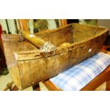 An unusual rustic trug and a selection of seven specimen wood balls, (8).