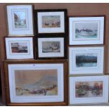 A group of eight watercolour landscapes, including works by Harry Williams, Frank Richards,