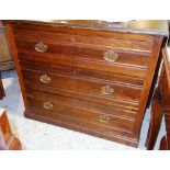 A late 19th century walnut chest of three long drawers, the drawer stamped rd 467612, 92cm wide.