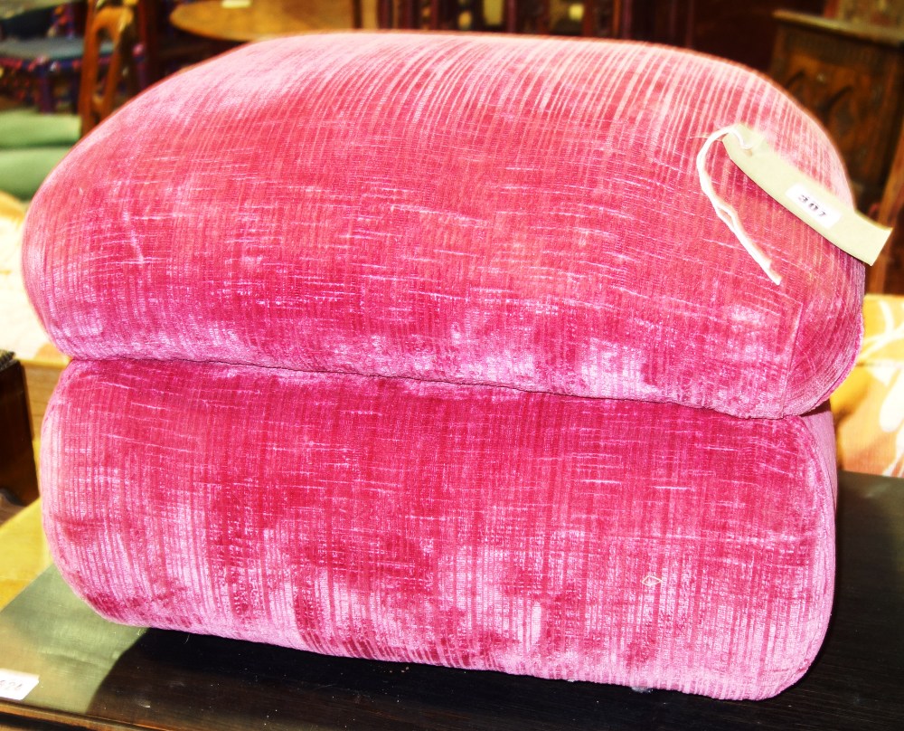 A small pine upholstered Ottoman.