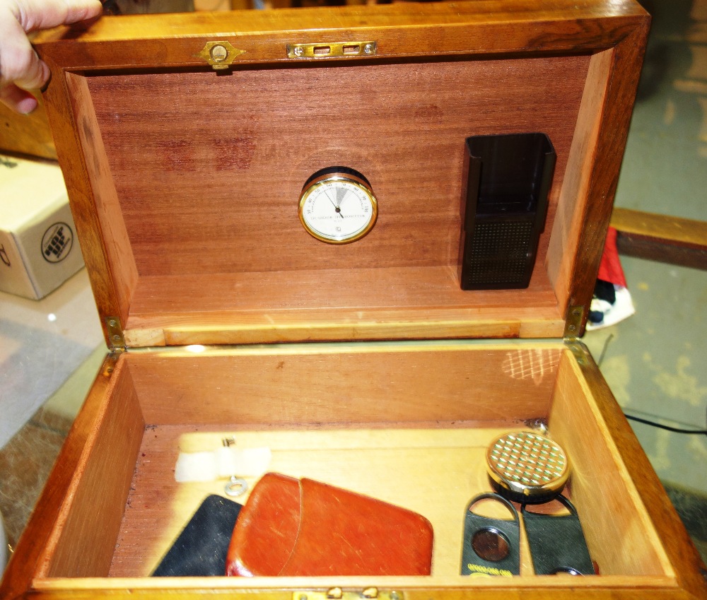 A 19th century rosewood and brass bound writing slope, lacking interior and fitted as a humidor. - Image 2 of 2