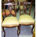 A pair of inlaid Edwardian side chairs, (2).