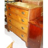 A 19th century mahogany chest of four long drawers, 93cm wide.