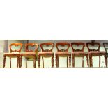 A set of six Victorian mahogany balloon back dining chairs, (6).