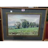 Hubert Williams (b.1905), Bourton Hill, Blockley, pastel, signed and dated 1977, 25cm x 36cm.