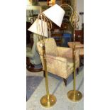 Two 20th century height adjustable brass standard lamps.