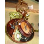 A small quantity of metalware collectables, including a copper kettle, brass candlesticks,