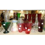 A large quantity of mainly 20th century clear and coloured glassware, including drinking glasses,