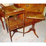 A 19th century mahogany two tier night stand and a small occasional table, (2).
