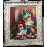 Santini Poncini (20th century), 'Carnival des Enfants', oil on canvas, signed and inscribed PARIS,