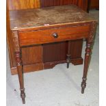 A 19th century oak single drawer side table.
