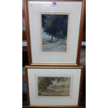 Continental School (early 20th century), Landscapes, two watercolours, one indistinctly signed.
