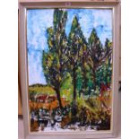 ** Pezzano (20th century), Trees in a landscape, oil on board, signed, 91cm x 60cm.