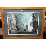 Continental School (20th century), Church interior, watercolour, indistinctly signed and inscribed,