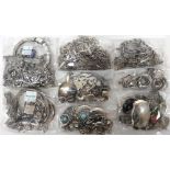 Silver and other jewellery, comprising; approximately thirty necklaces and neckchains,