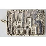 A Victorian silver 'castle top' vinaigrette of rectangular form,