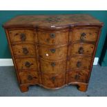 A mid-18th century Dutch style walnut serpentine four drawer chest, 92cm wide x 90cm high.