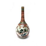 A tall Chinese famille-verte bottle vase, late 19th century,