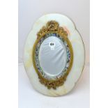 A French onyx, champlevé enamel and gilt bronze table mirror, late 19th century,