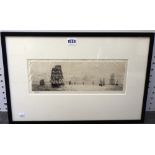 William Lionel Wyllie (1851-1931), Warships, Norwegian Timber Ships, etching, signed in pencil,10.