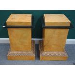 A pair of faux Siena marble painted parcel gilt square pedestals 54cm x 73cm high.