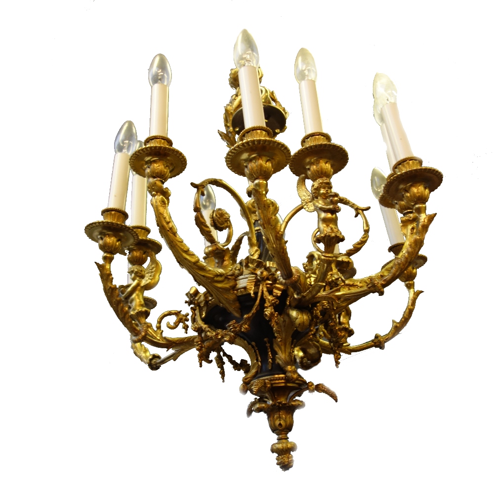 A Louis XVI style gilt bronze chandelier, early 20th century,