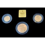 A United Kingdom gold proof sovereign three coin set, comprising; a two pound piece,