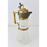 A late Victorian silver parcel gilt mounted, faceted glass claret jug,