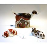 Three Royal Crown Derby Imari paperweights, comprising; a foxhound by John Ablitt,