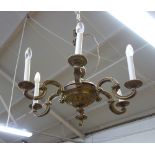 A gilt bronze six branch chandelier, early 20th century,