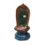 A Chinese fahua pottery stand, Ming dynasty, of octagonal form, glazed in blue with ochre panels,