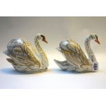 A pair of Royal Crown Derby Royal swans, 'William and Catherine', circa 2009, by Hugh Gibson,