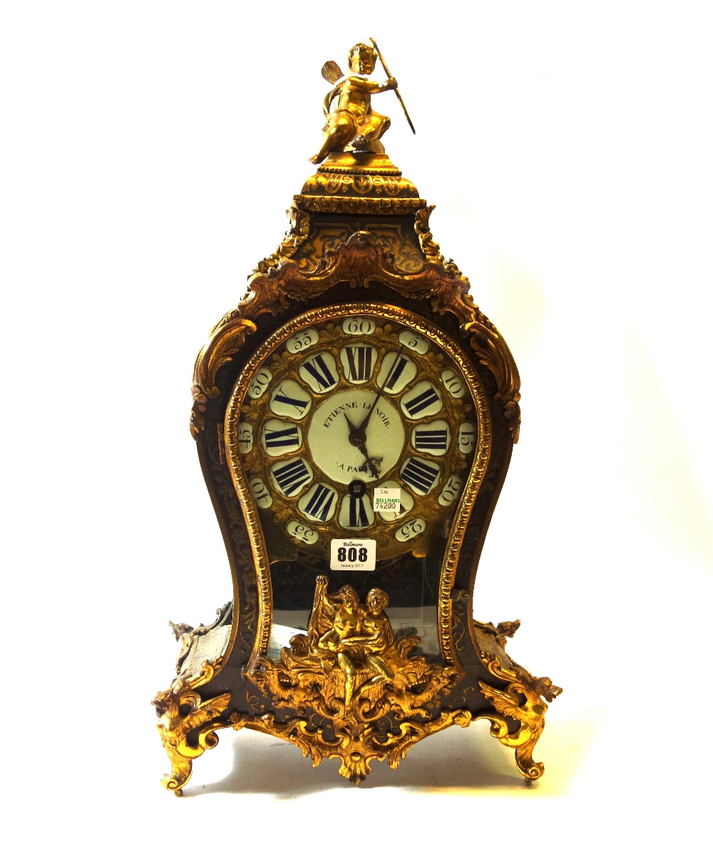 A Louis XV ormolu mounted boulle bracket clock by 'Etienne Le Noir, Paris',