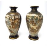 A pair of Japanese Satsuma ovoid vases, Meiji period,