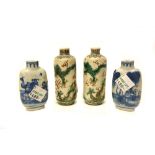 A pair of Chinese porcelain cylindrical snuff bottles, late 19th century,