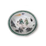 A Chinese famille-verte shallow bowl, 19th century,