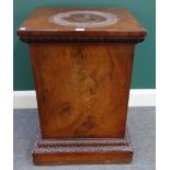 A mahogany square pedestal of William IV style 52cm wide x 75cm high,