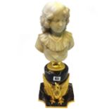 A French alabaster bust of a young boy, 19th century,