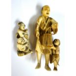 A Japanese ivory netsuke of a bijin, Meiji period,