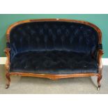 A pair of late 19th century French rosewood framed tub back sofas, with serpentine seats,