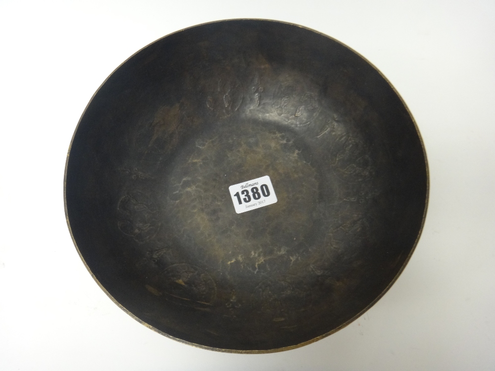 A Syrian silver inlaid brass bowl, possibly Raqqa 14th century or later, - Image 2 of 3