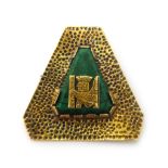 A malachite set pendant brooch, of triangular form,
